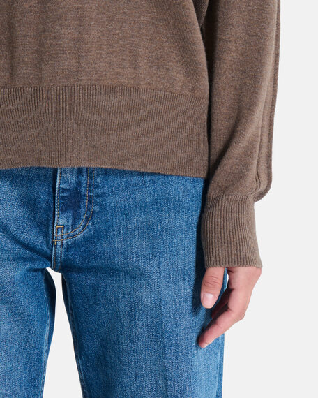 Pull pelu pull noisette col en v en maille fine zapa