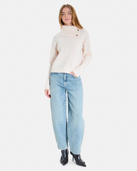 Pull nayla pull col v en cachemire beige clair zapa