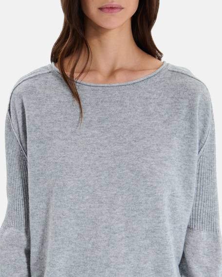 Pull pensee pull gris en cachemire &agrave; manches longues zapa