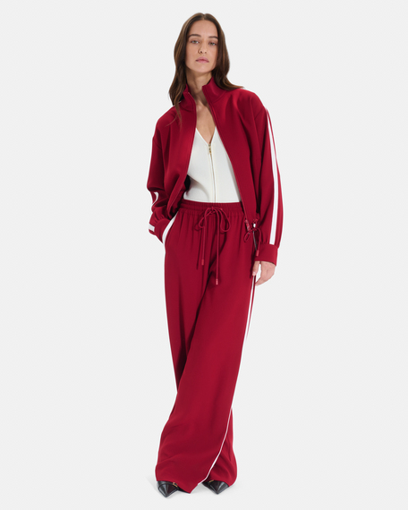 Veste bercilli veste zipp&eacute; rouge carmin &agrave; col montant zapa