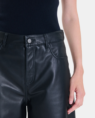 Pantalon Pia Pantalon droit en cuir noir ZAPA