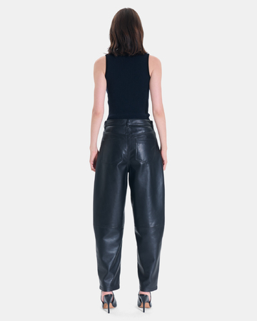 Pantalon Pia Pantalon droit en cuir noir ZAPA