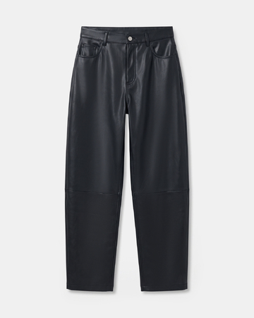 Pantalon Pia Pantalon droit en cuir noir ZAPA