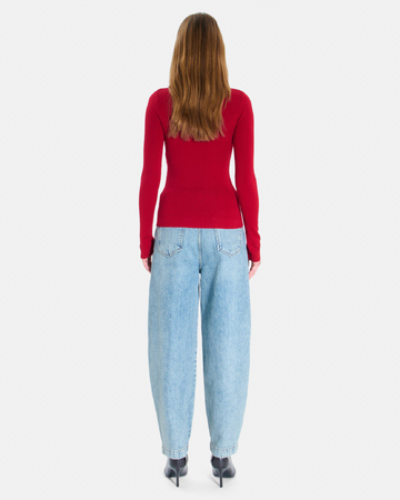 Pull Nord Pull en maille côtelée rouge carmin ZAPA