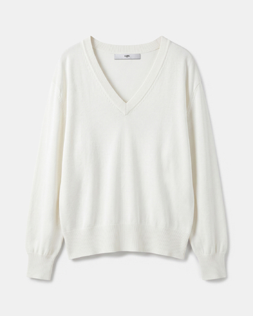 Pull Pelu Pull crème col en V en maille fine ZAPA