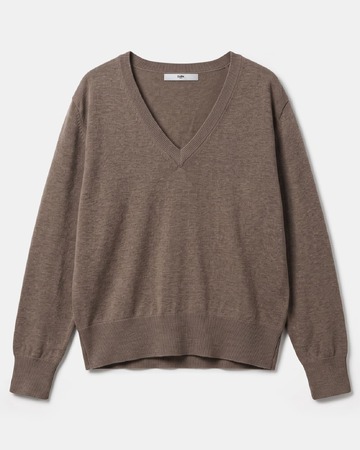 Pull Pelu Pull noisette col en V en maille fine ZAPA
