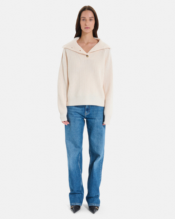 Pull Nirae Pull en laine au col montant beige ZAPA