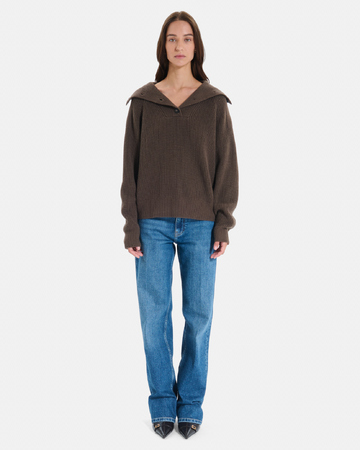 Pull Nirae Pull en laine au col montant noisette ZAPA