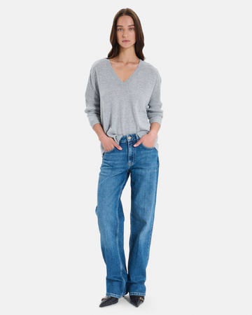 Pull Pila Pull col V en cachemire gris ZAPA