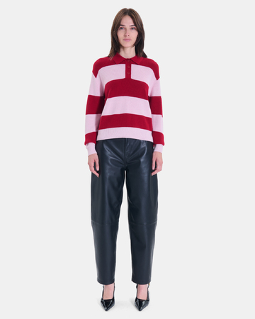 Pull Petty Pull court rayé rouge et rose ZAPA