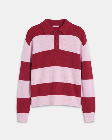 Pull Petty Pull court rayé rouge et rose ZAPA