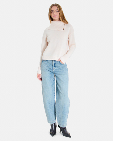 Pull Nayla Pull col V en cachemire beige clair ZAPA