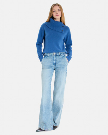 Pull Nayla Pull col V en cachemire indigo ZAPA
