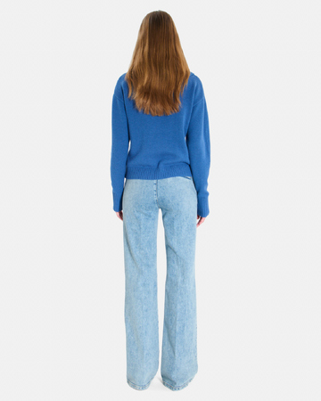 Pull Nayla Pull col V en cachemire indigo ZAPA