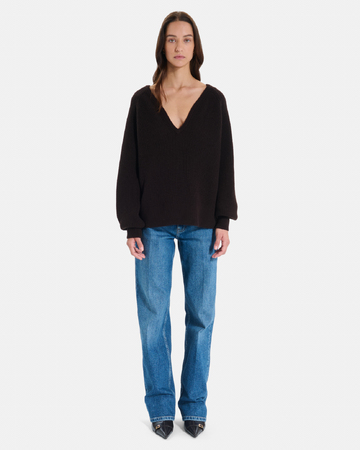 Pull Ness Pull en laine mérinos chocolat ZAPA