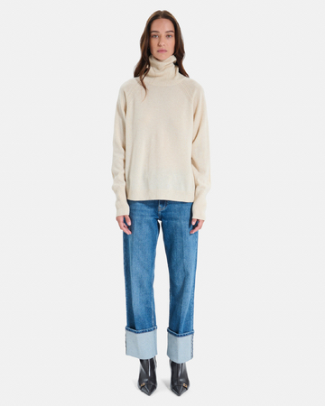 Pull Paco Pull à col montant en cachemire beige ZAPA