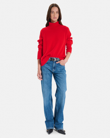 Pull Paco Pull à col montant en cachemire rouge ZAPA