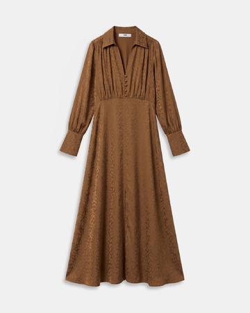 Robe Ruiz Robe midi tabac à manches longues et col V ZAPA
