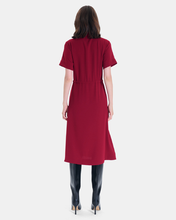 Robe Ribelle Robe mi-longue rouge carmin à manches courtes ZAPA