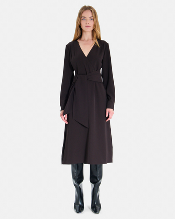 Robe Ralia Robe longue portefeuille chocolat manches longues ZAPA