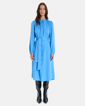 Robe Ralma Robe chemise midi bleue manches bouffantes ZAPA