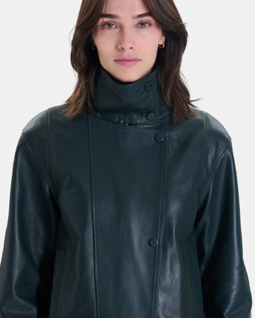 Veste Moana Manteau court en cuir vert ZAPA