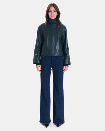 Veste Moana Manteau court en cuir vert ZAPA