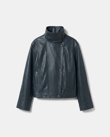 Veste Moana Manteau court en cuir vert ZAPA