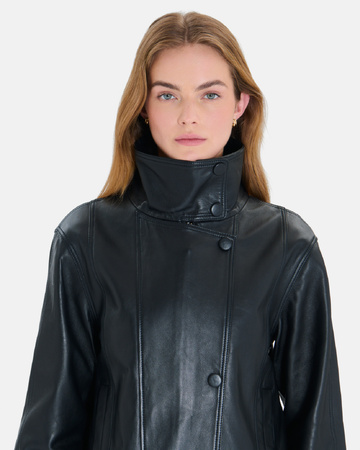 Veste Moana Manteau court en cuir noir ZAPA