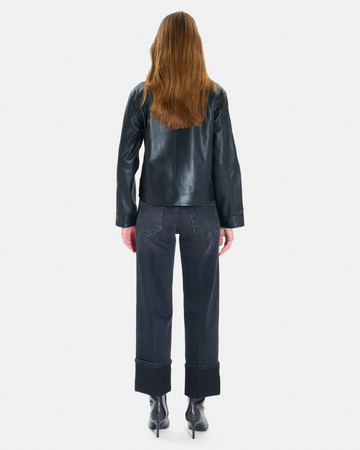 Veste Moana Manteau court en cuir noir ZAPA