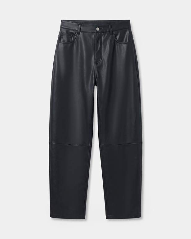 Pantalon Pia Pantalon droit en cuir noir ZAPA