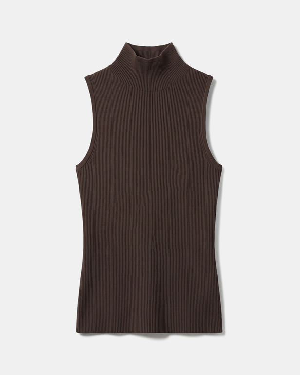 Pull Naha Pull sans manches en maille c&ocirc;tel&eacute;e noisette ZAPA