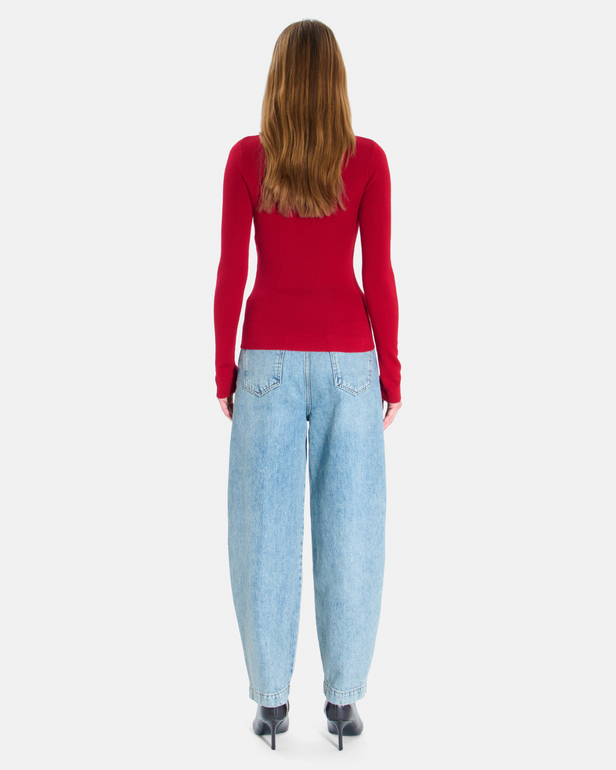 Pull Nord Pull en maille c&ocirc;tel&eacute;e rouge carmin ZAPA