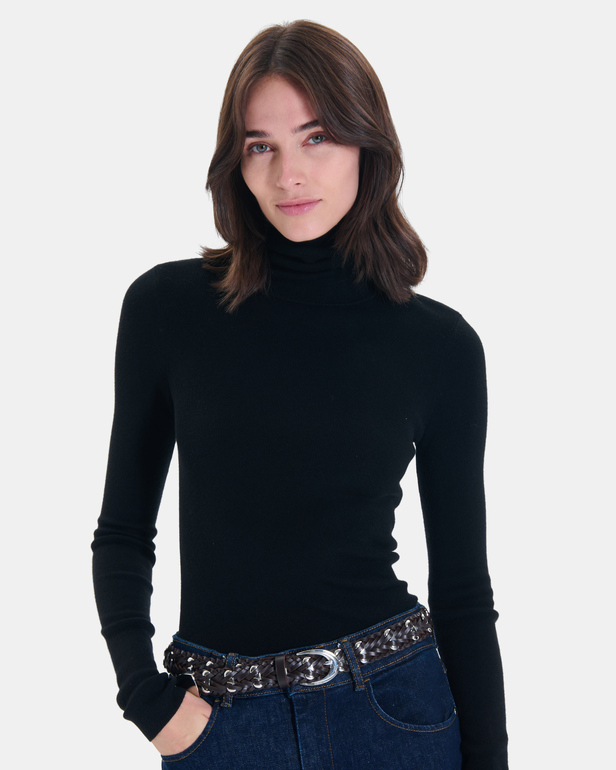 Pull Nord Pull en maille c&ocirc;tel&eacute;e noir ZAPA