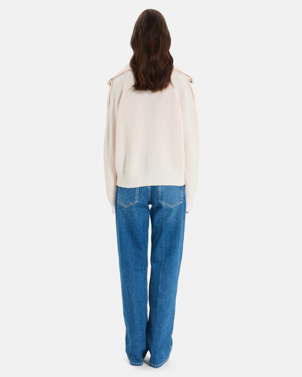 Pull Nirae Pull en laine au col montant beige ZAPA