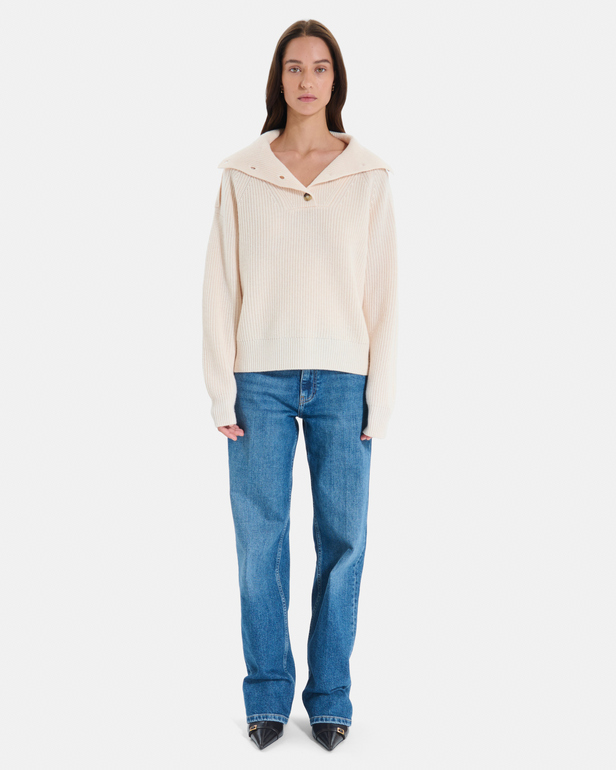 Pull Nirae Pull en laine au col montant beige ZAPA