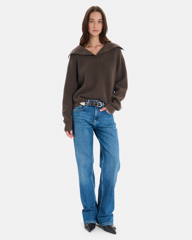 Pull Nirae Pull en laine au col montant noisette ZAPA