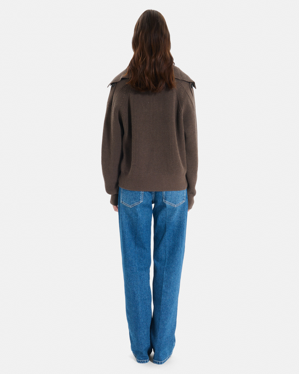 Pull Nirae Pull en laine au col montant noisette ZAPA