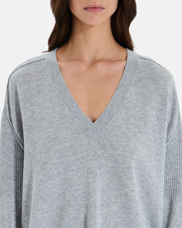 Pull Pila Pull col V en cachemire gris ZAPA