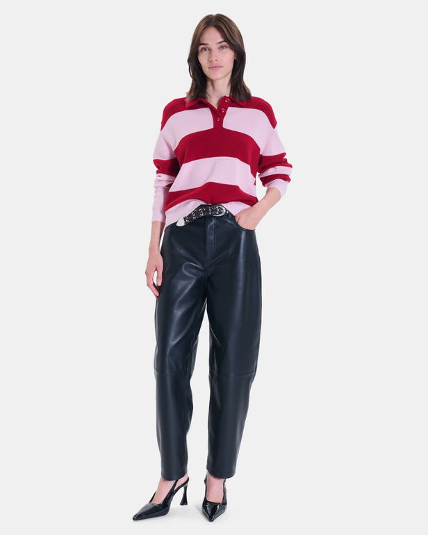 Pull Petty Pull court ray&eacute; rouge et rose ZAPA
