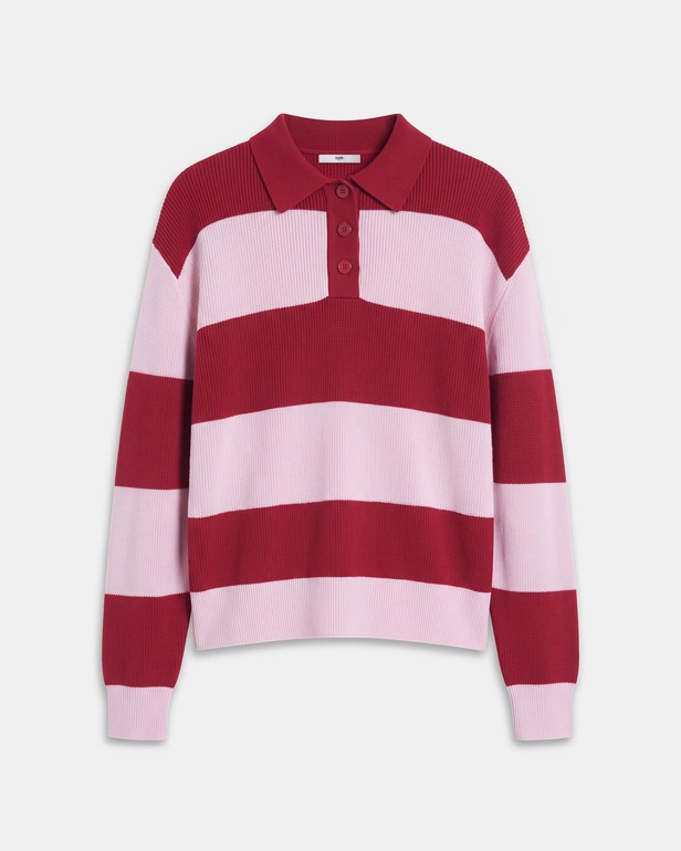 Pull Petty Pull court ray&eacute; rouge et rose ZAPA