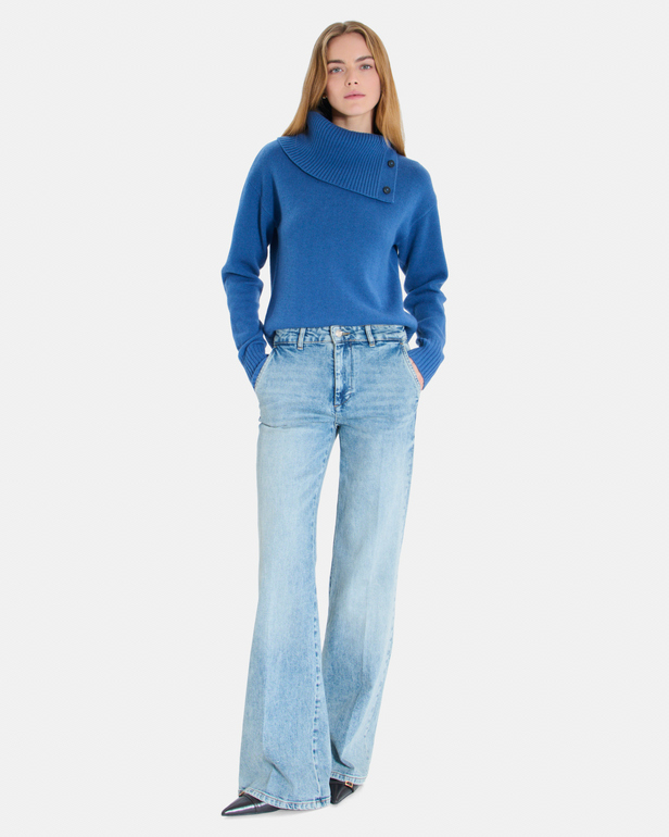 Pull Nayla Pull col V en cachemire indigo ZAPA
