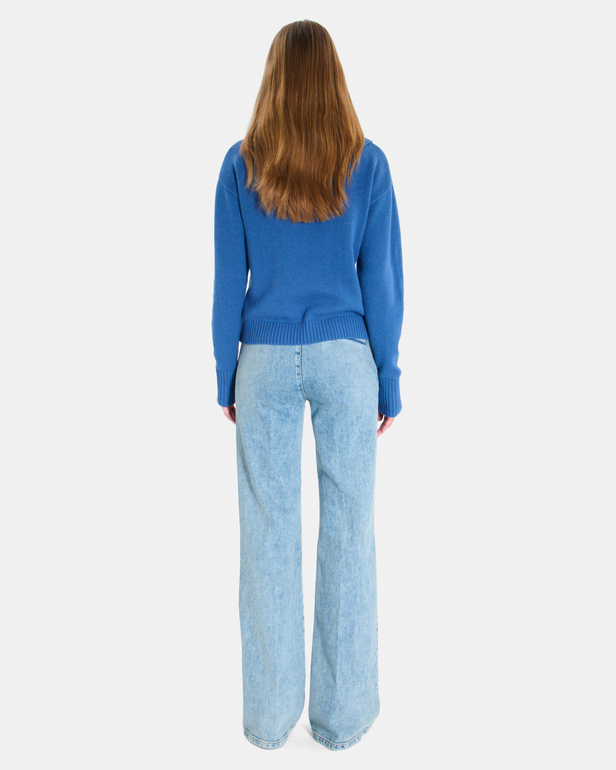 Pull Nayla Pull col V en cachemire indigo ZAPA