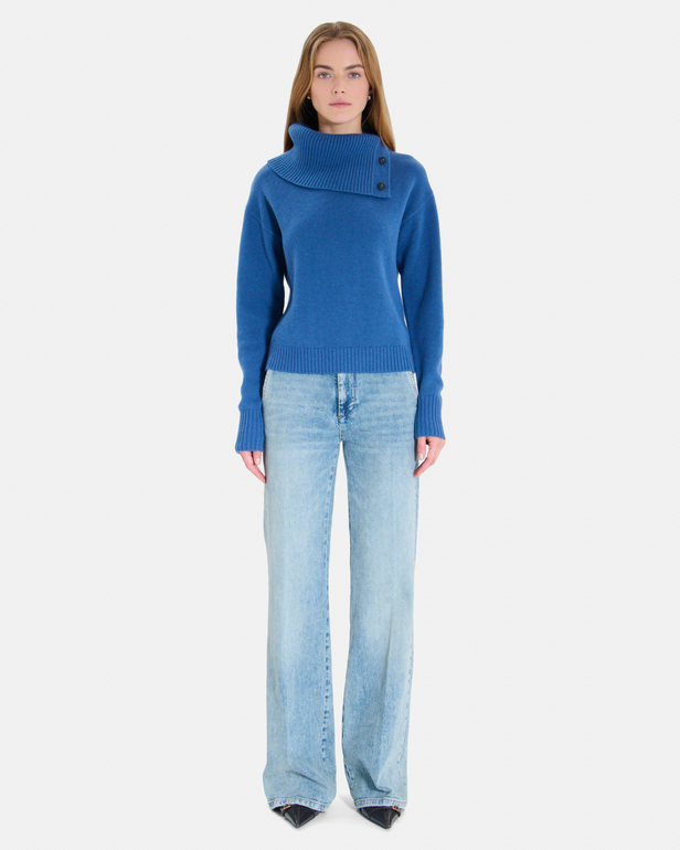 Pull Nayla Pull col V en cachemire indigo ZAPA