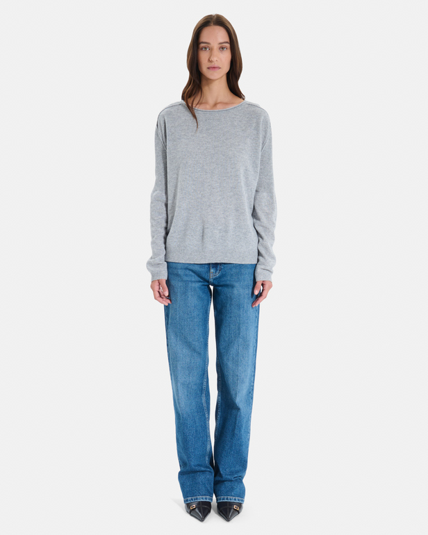 Pull Pensee Pull gris en cachemire &agrave; manches longues ZAPA