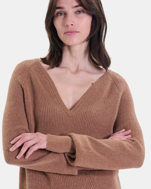 Pull Ness Pull en laine m&eacute;rinos cannelle ZAPA