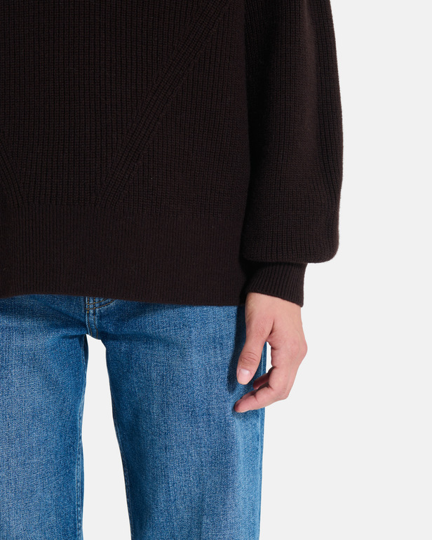 Pull Ness Pull en laine m&eacute;rinos chocolat ZAPA