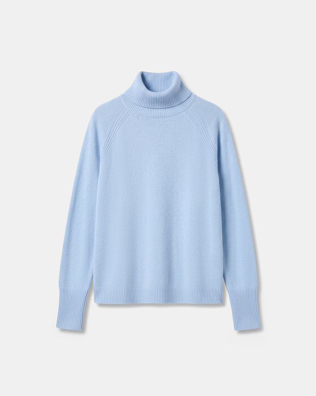 Pull Paco Pull &agrave; col montant en cachemire bleu ciel ZAPA