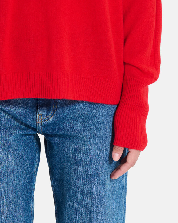 Pull Paco Pull &agrave; col montant en cachemire rouge ZAPA