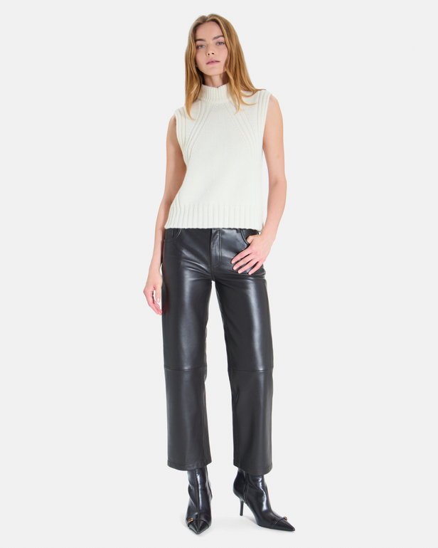 Pull Nina Pull sans manches &eacute;cru en laine ZAPA